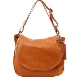 TUSCANY LEATHER soft leather shoulder bag‎ with tassel made in Italy